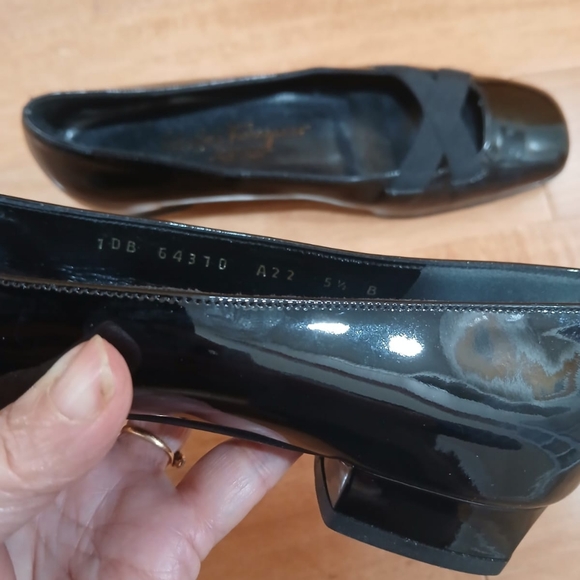 Black SALVATORE FERRAGAMO Labelle Nero Patent calf Leather Crossover 5.5B Shoes - Picture 6 of 12